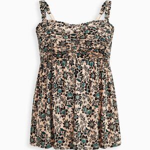 NWT Size 3 Torrid Babydoll Stretch Mesh Shirred Bodice Tank Floral 3X 18224992